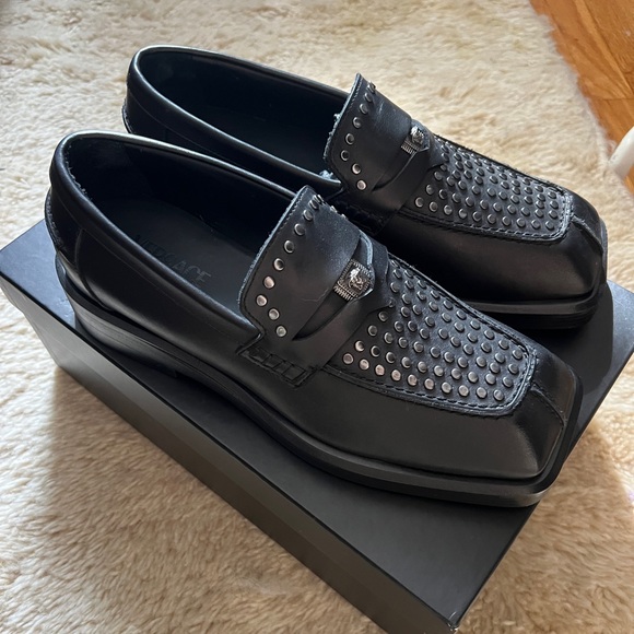 Versace Black Loafers with Silver Accents - Picture 2 of 3